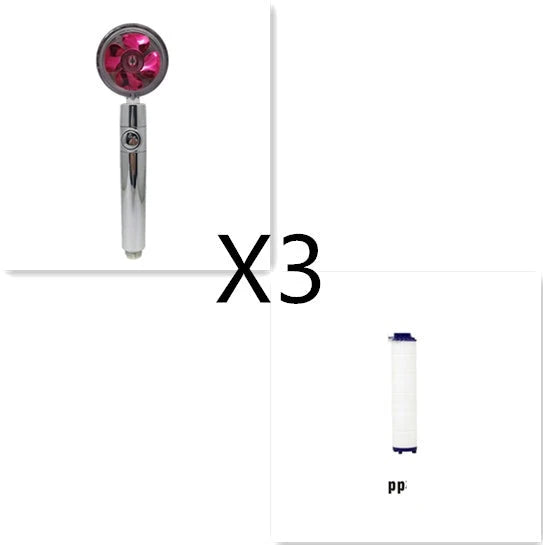 360-degree rotating high-pressure shower head with built-in fan and adjustable water spray