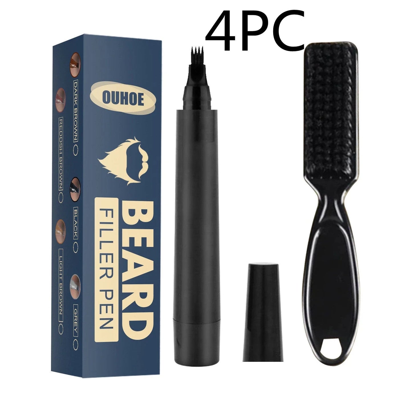 Beard Filler Pencil Kit for Men - Barber-Style Facial Hair Styling Brush and Concealer