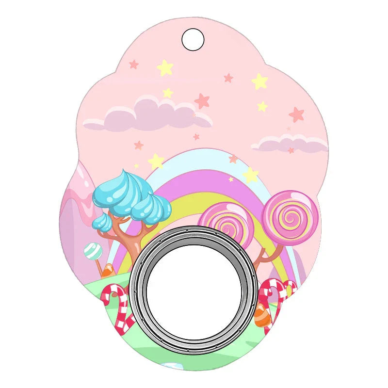 Customizable fidget spinner keychain in various vibrant designs to relieve stress, improve focus, and reduce anxiety
