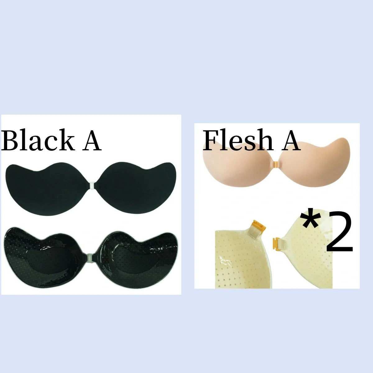 Lala Goddess Mango Cup deep V invisible bra in black and flesh colors