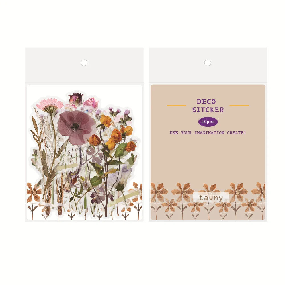 Retro Flower Nature DIY Sticker Pack with transparent flower and mushroom designs