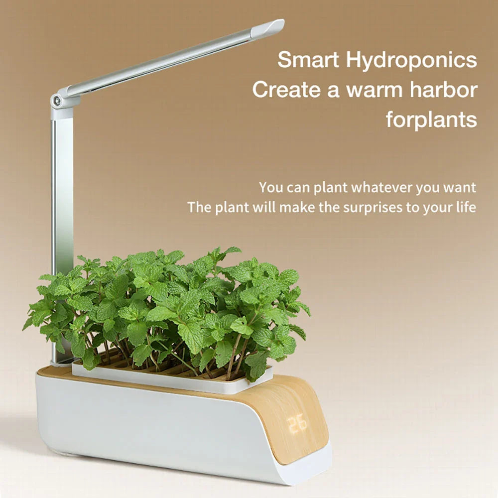 Versatile hydroponic planter with adjustable lighting and self-watering system for growing plants indoors
