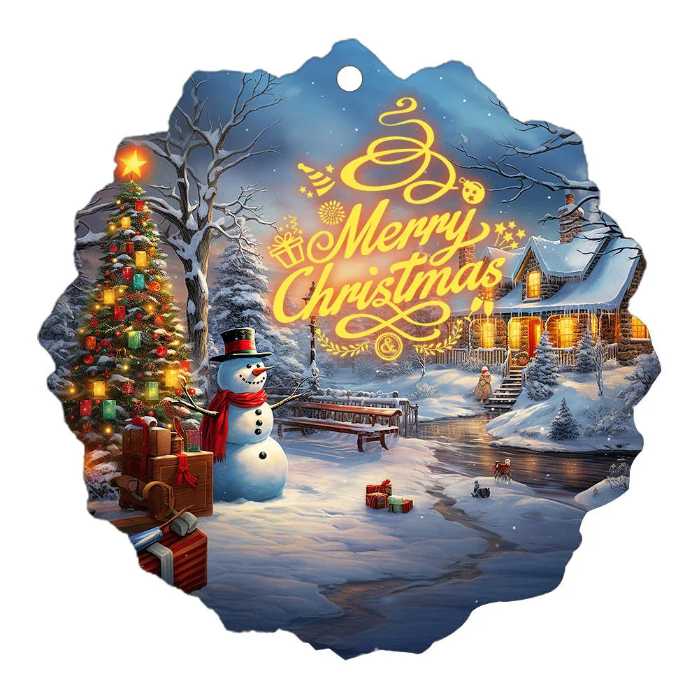 Festive car ornament hanging from rearview mirror with Christmas designs