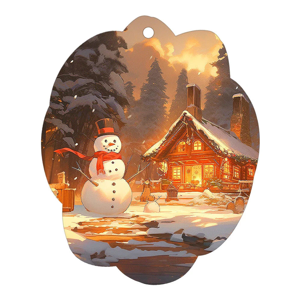 Festive car ornament hanging from rearview mirror with Christmas designs