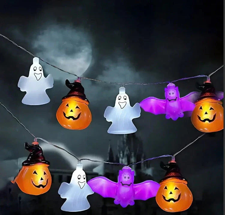 Cozy Halloween Lighting Chain with Pumpkins, Ghosts, and Bats creates a warm, festive glow for your home decor
