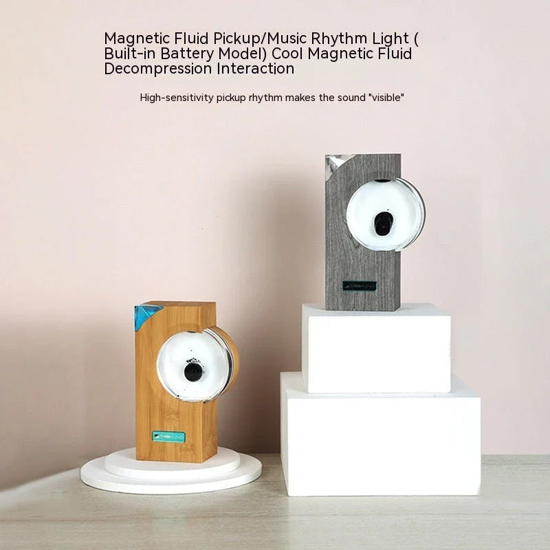 Mesmerizing ferrofluid music lamp with dynamic magnetic fluid display synced to music rhythm