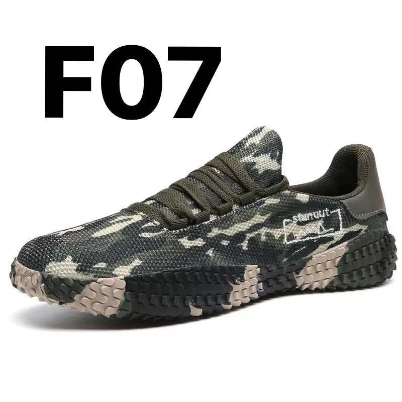 Men's breathable woven casual sneakers in white, red, black, and army green