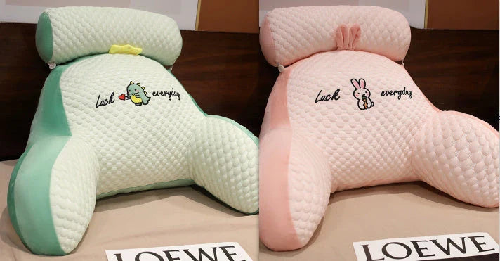 Plush lumbar cushion with ergonomic design for comfortable back and neck support on sofa, chair, and bed