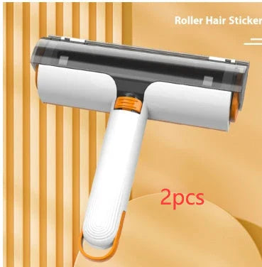 2-in-1 pet hair removal roller with soft bristles for effortless cleaning of clothes, furniture, and car interiors