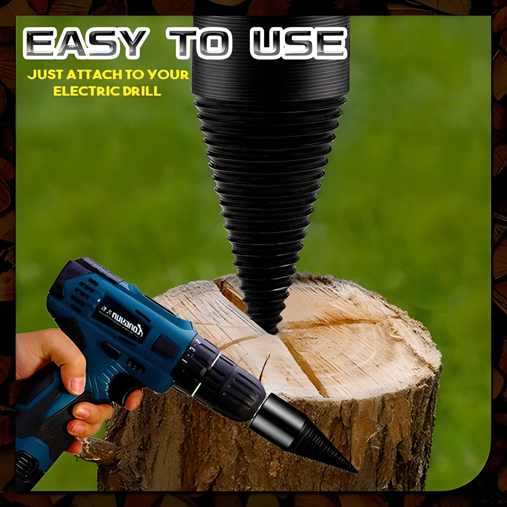 Powerful Firewood Drill Bit Splitter - Effortless Wood Splitting Solution with Durable High-Carbon Steel Construction