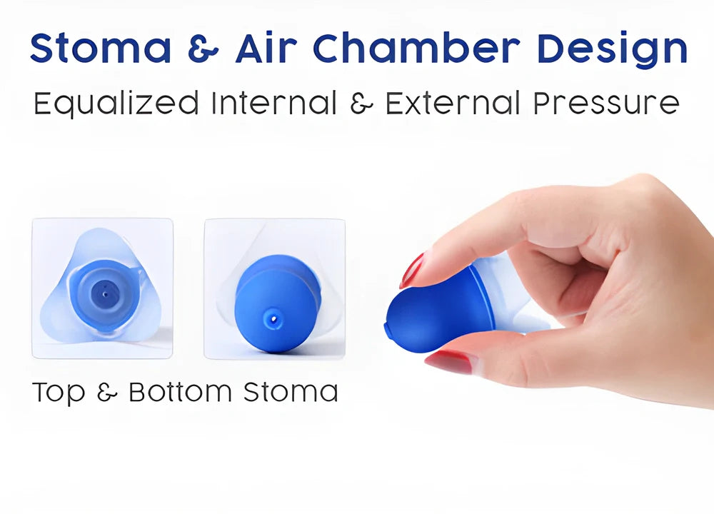 Multipurpose pressure-equalising earplugs in blue silicone with clear flanges, designed for comfortable in-flight use and various noise-filled activities.