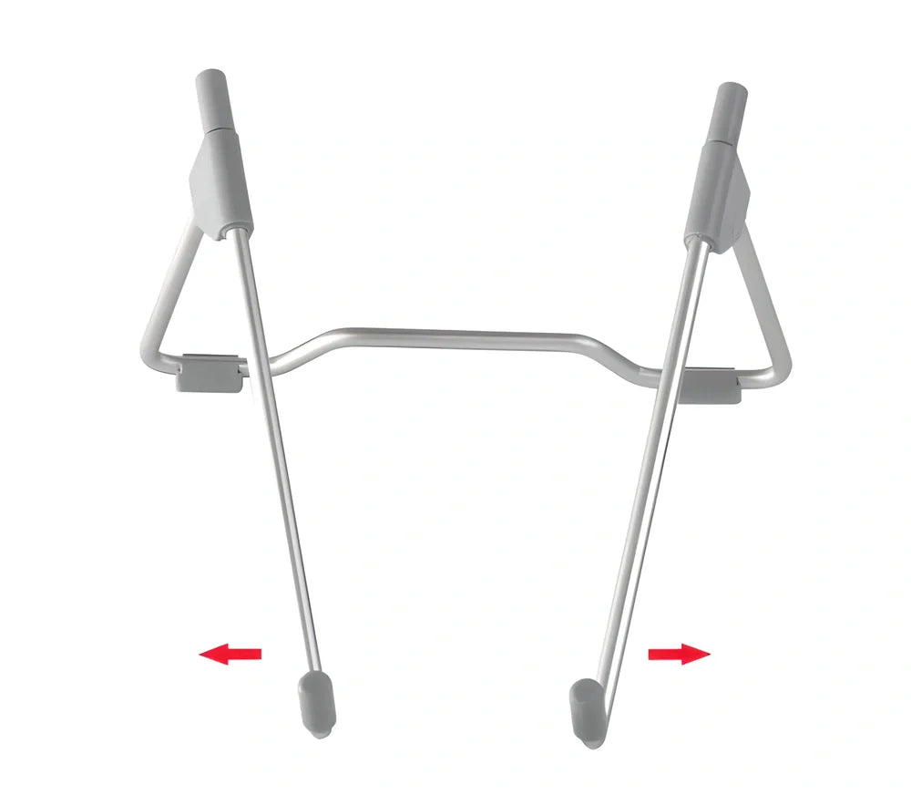 Adjustable foldable laptop and tablet stand with height and angle adjustment for improved ergonomics and cooling