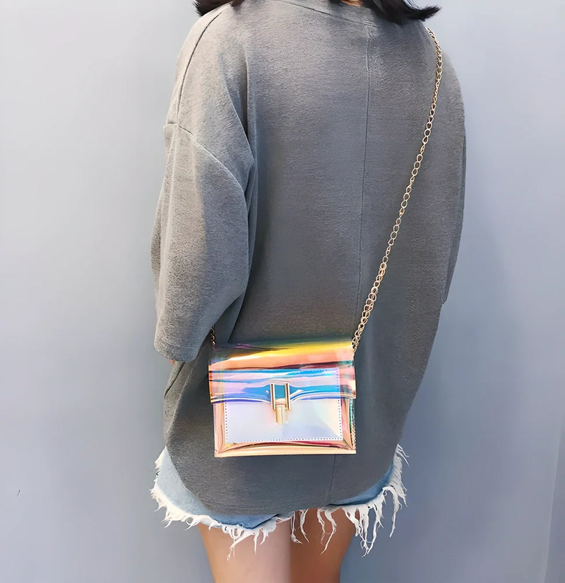 GiftHome UK GEONYIEEK™ Transparent Holographic Handbag - Modern Coloured Purse