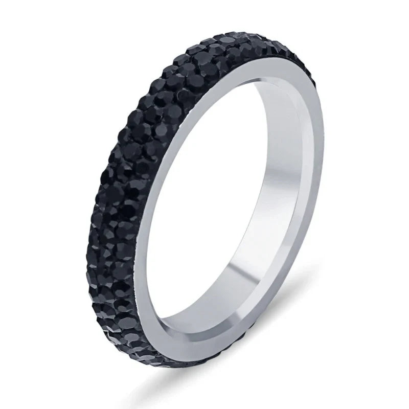 Personalized couple's ring made of stainless steel with rhinestone accents, a symbol of everlasting love and commitment