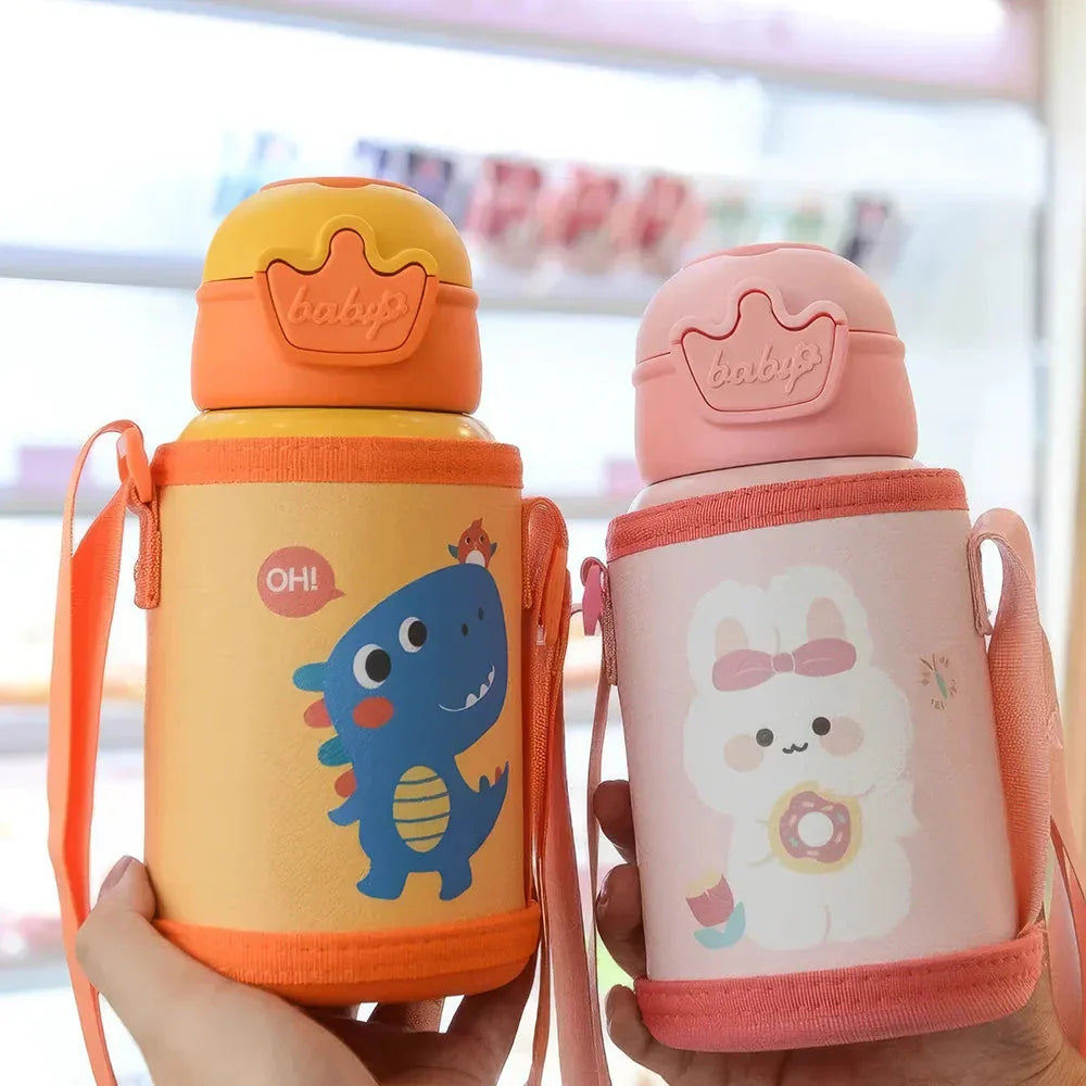 Cute purple unicorn-themed thermos bottle with a large 500ml capacity and stainless steel construction, designed to keep drinks warm or cold for extended periods.