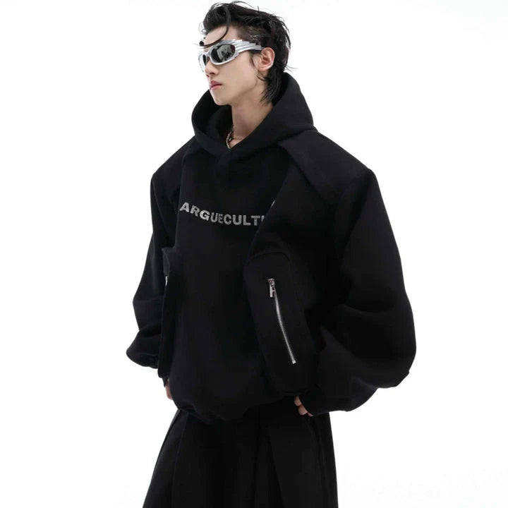 Pocket Heavy Hooded Sweater for Men, featuring a premium cotton-polyester blend, roomy front pockets, and a generous hood for added warmth and coverage.