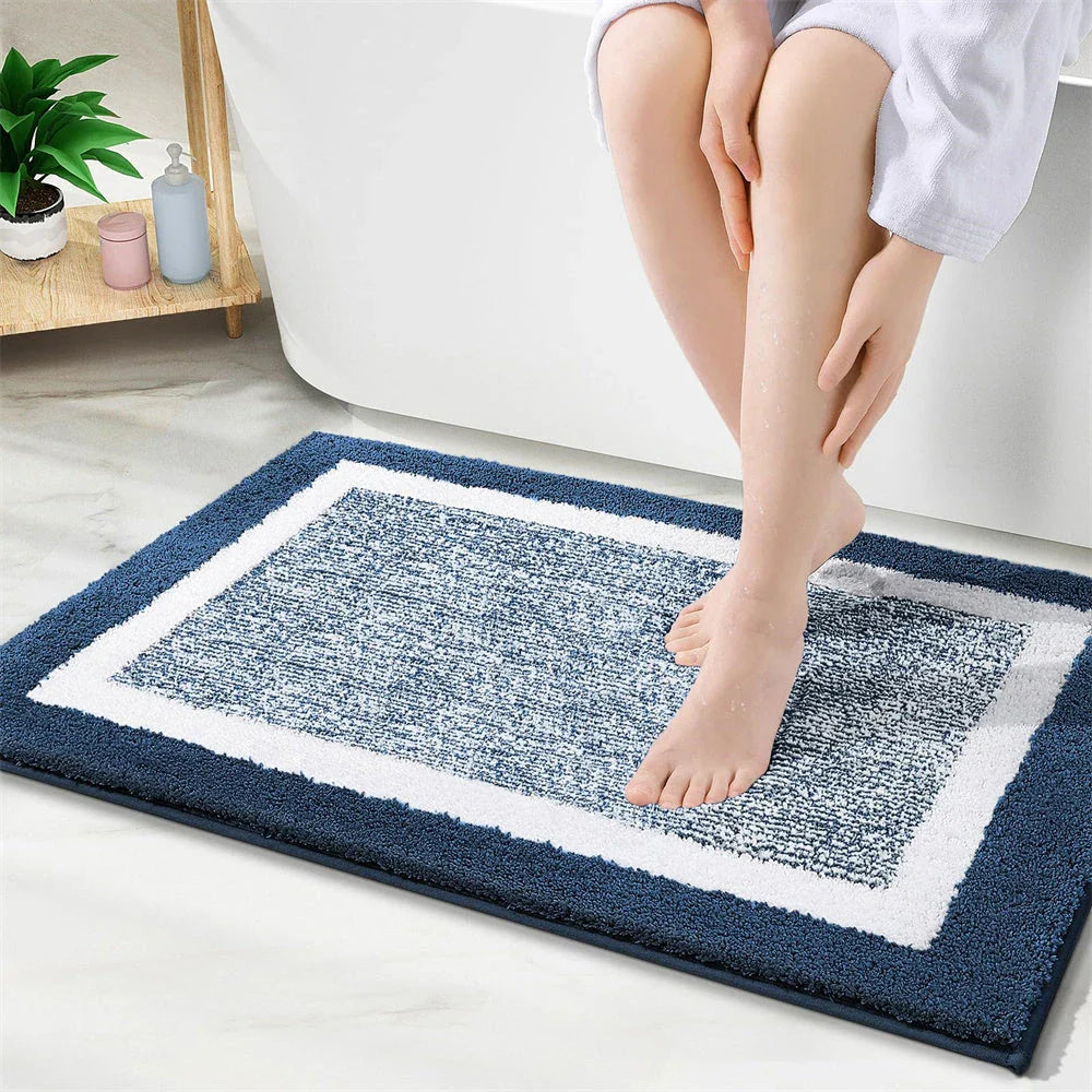 Luxury Microfibre Bathroom Mat with High-Density Memory Foam Core and Fast-Absorbing Coral Velvet Microfibre