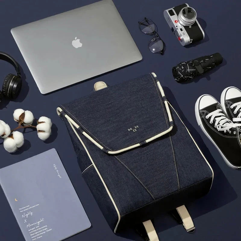 Premium eco-friendly denim waterproof backpack with multiple pockets and a comfortable handle for active lifestyles