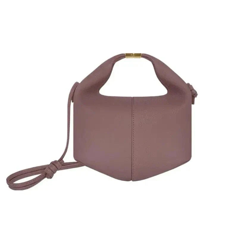 Elegant and Versatile Leather Dumpling-Shaped Tote Bag in White Colour