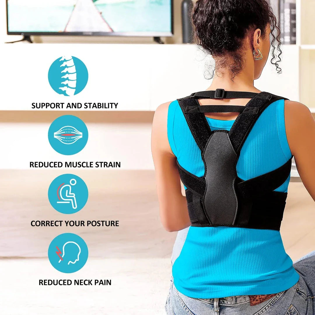Adjustable full back support posture corrector in various sizes for men and women
