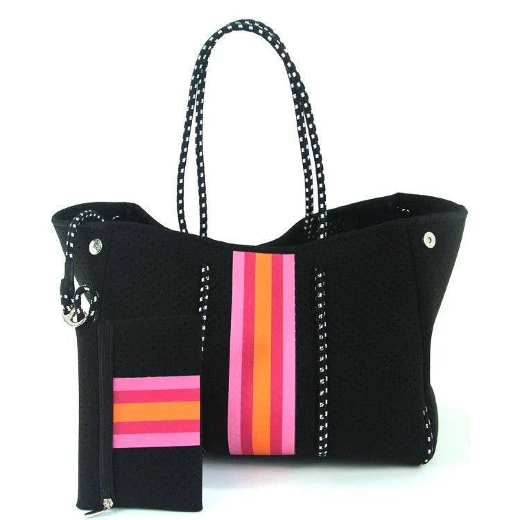 A neoprene beach bag in a stylish design, perfect for British summer adventures at the coast