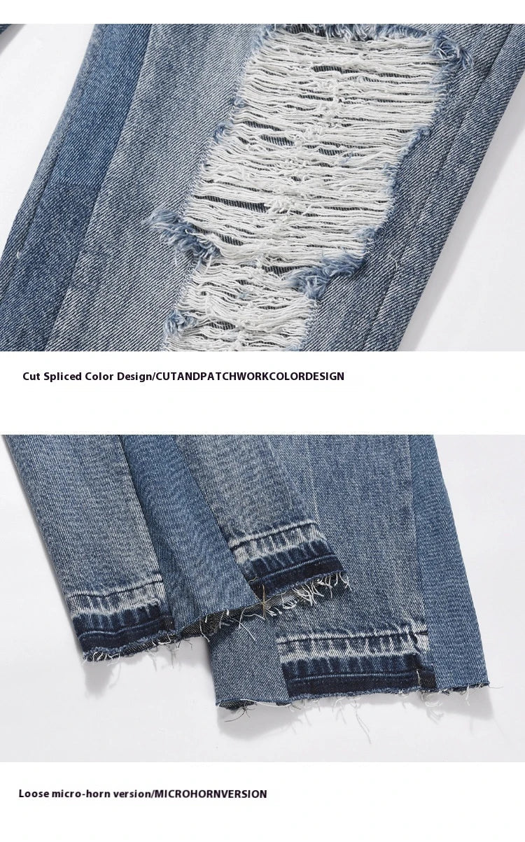 Premium British men's straight relaxed fit jeans in a vibrant blue colour