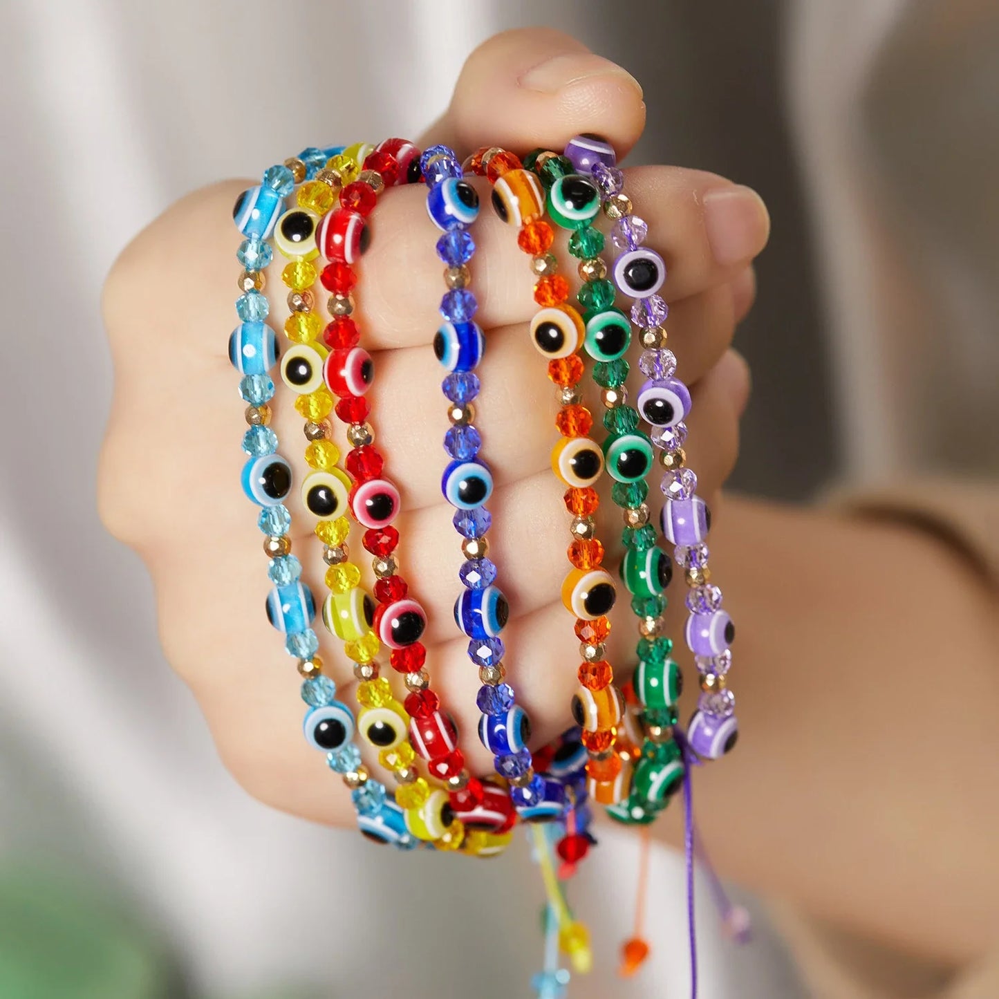 A beautiful adjustable bracelet with sparkling crystal beads in various colours