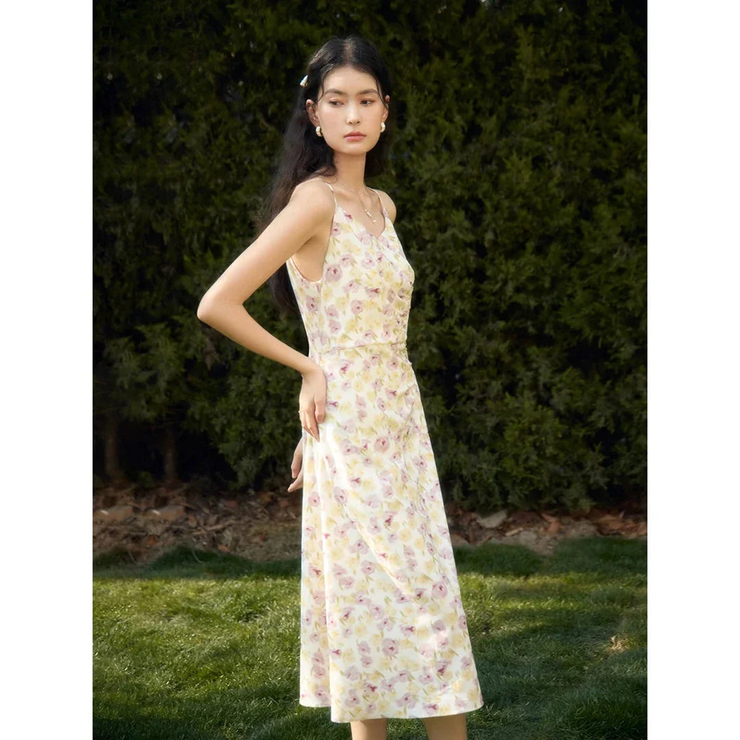 A classic floral suspender dress in a romantic, summer-inspired design