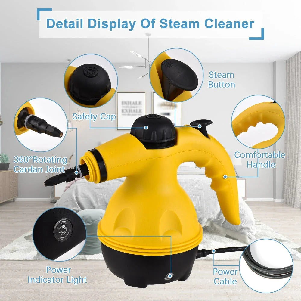 Handheld high-temperature electric steam cleaner with extended nozzles and multi-surface cleaning capabilities