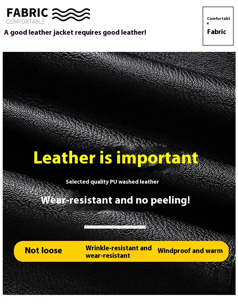 Stylish Fleece-Padded Jacket with PU Leather Accents in Various Colours