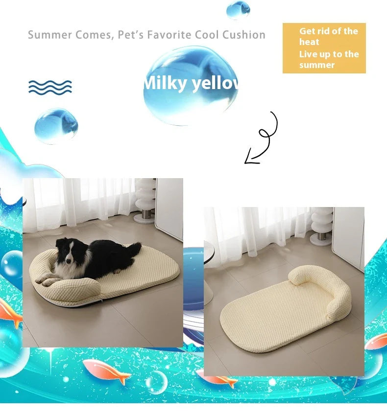 A breathable, ice-filled pet cooling mat in a variety of stylish colours for use in kennels, beds, or anywhere your pet lounges.