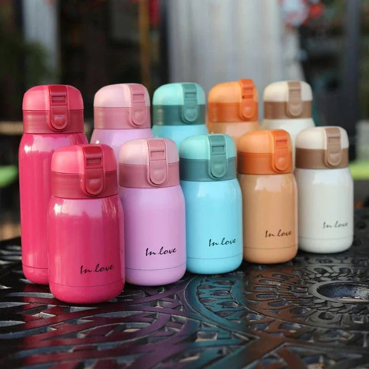 Stylish stainless steel travel thermos with compact and lightweight design, perfect for keeping drinks hot or cold on the go