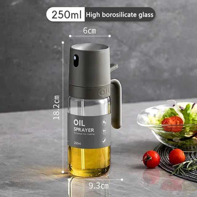 250ml High Borosilicate Glass Oil Spray Bottle with Ergonomic Handle and Eco-Friendly Lid