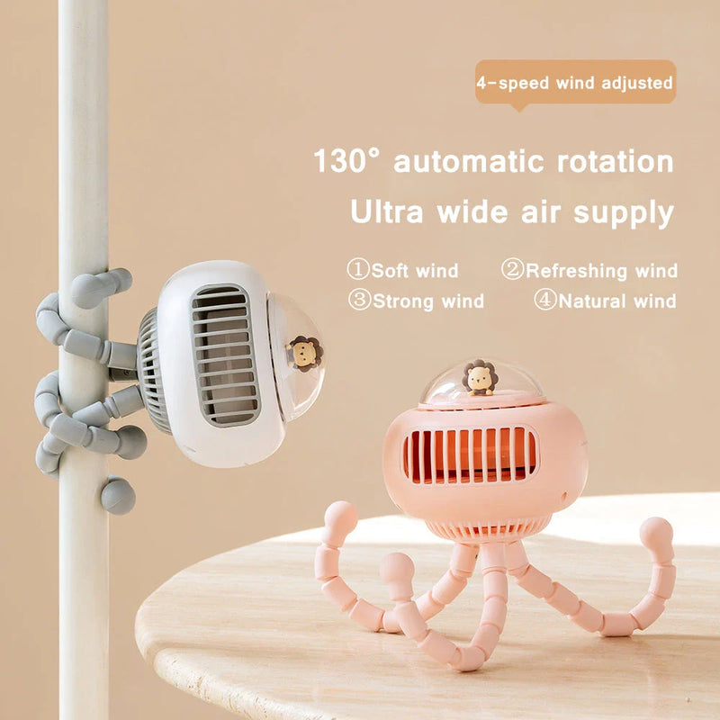 GiftHome UK Elegant Cartoon Portable Fan for Stroller - Safe & Stylish Cooling