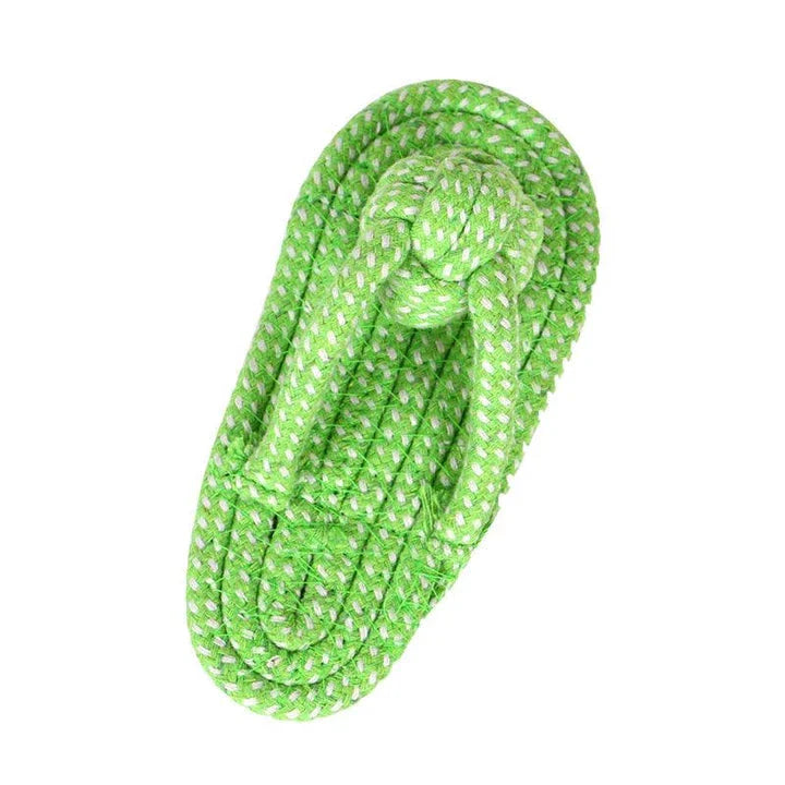 Robust cotton bone-shaped braided toy for dogs, designed to withstand chewing and promote dental health