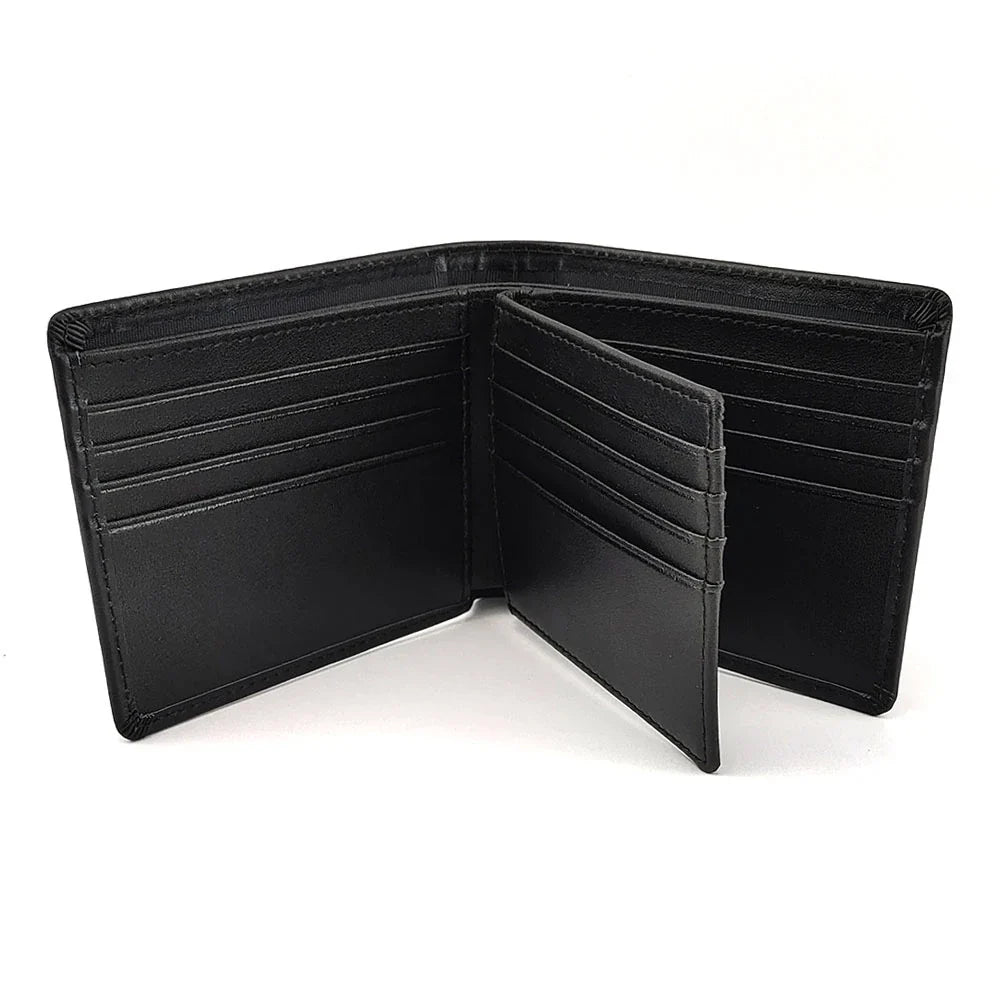 Premium Napa Leather Compact Wallet in Black and Orange Colours, Crafted in the UK for Discerning Gentlemen
