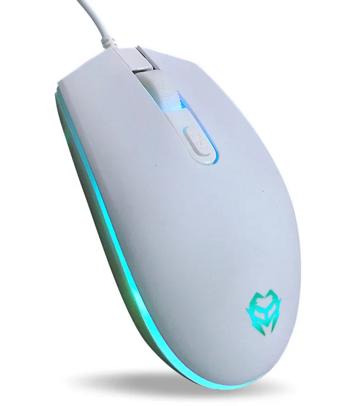 Radiant crystal-like illuminated wired keyboard and mouse combo with sleek, modern design and vibrant backlighting