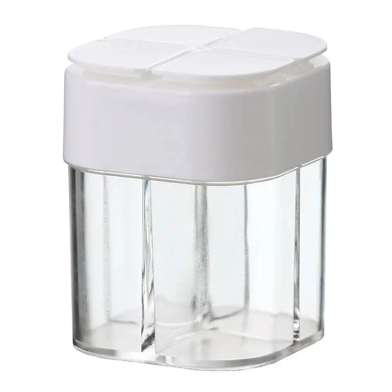 Versatile 4-in-1 Camping Seasoning Shaker with four separate compartments for organising spices and seasonings