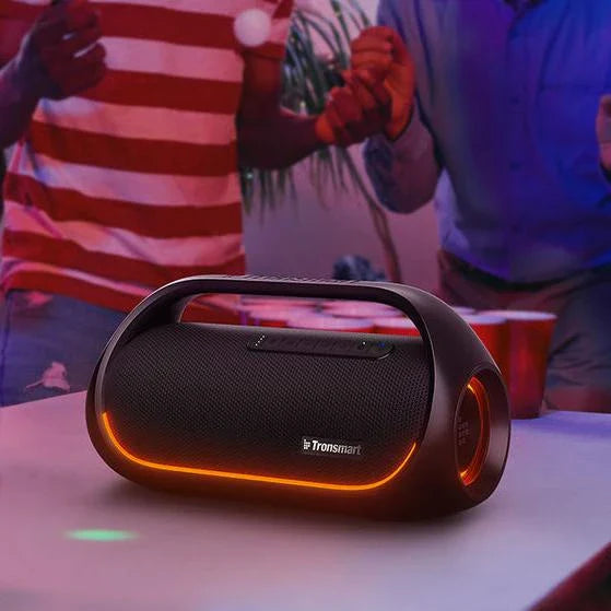 Powerful 60W portable outdoor party speaker with booming bass, waterproof design, and versatile connectivity options