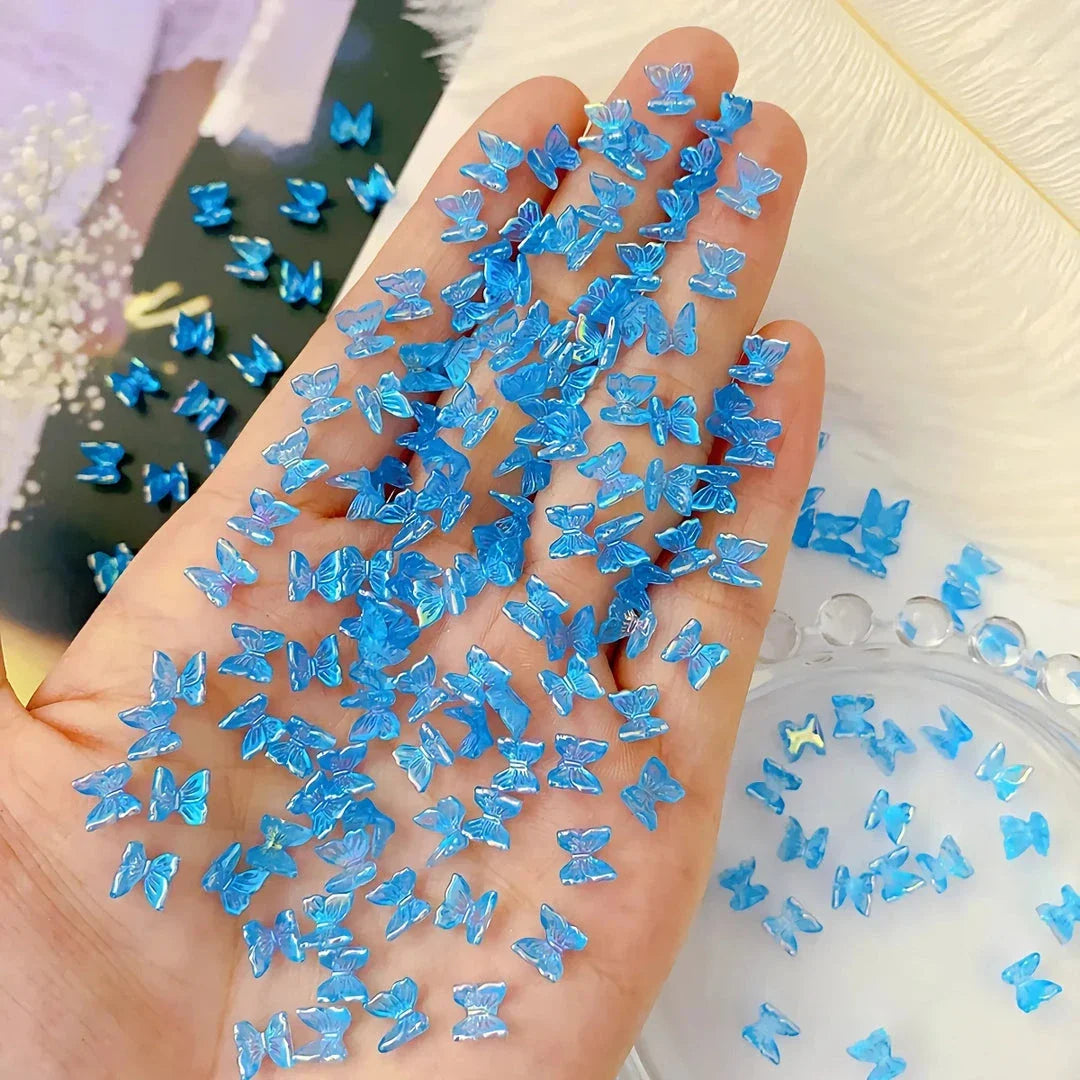 Captivating Aurora Butterfly Nail Charms with a mesmerising reflective effect, perfect for elevated DIY nail art
