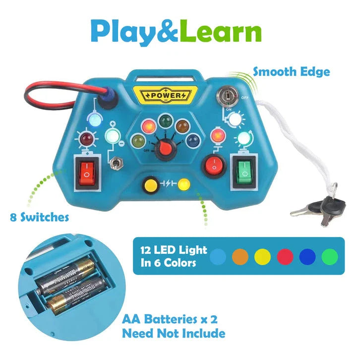 Montessori busy board educational toy for toddlers with various interactive features