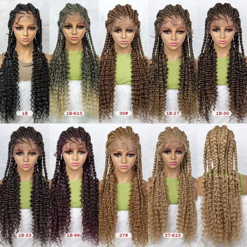 Luxurious lace braided African wig in various colour options, handcrafted for a natural, sophisticated look