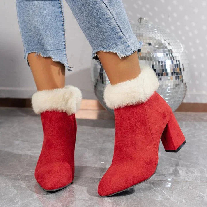 Premium plaid print ankle boots with a cosy lining, sturdy square heel, and versatile design for stylish winter wear