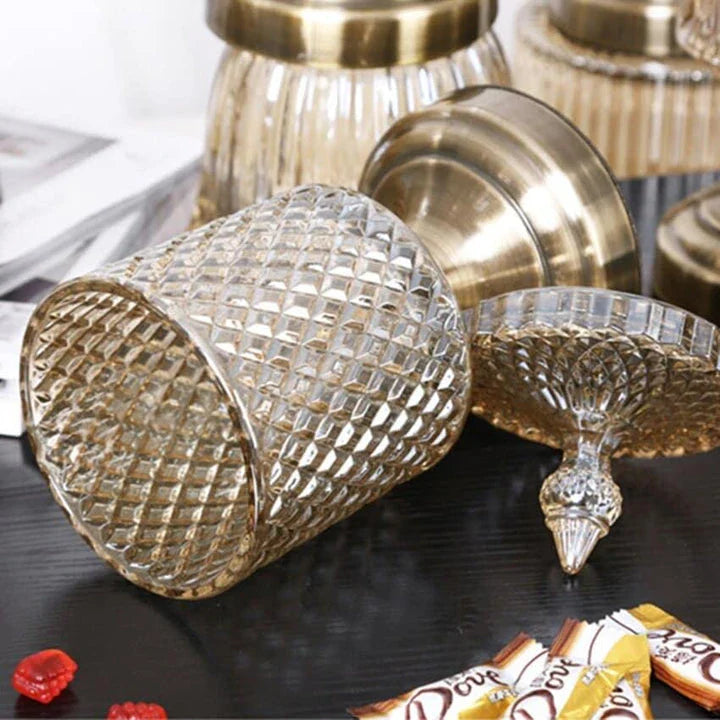 Elegant Nordic-style crystal glass storage pot with minimalist design for organizing kitchen or living space