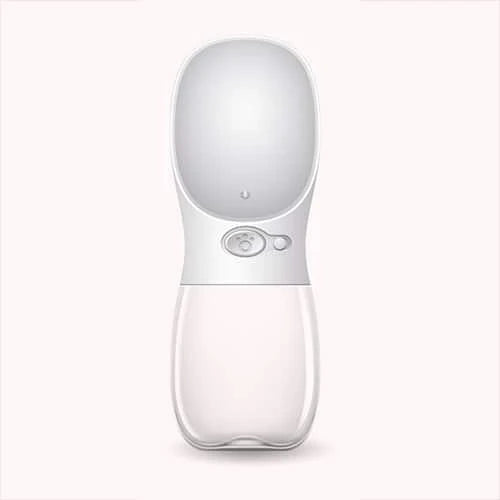 A leak-proof, portable pet water bottle in turquoise colour with a one-hand release button and locking mechanism