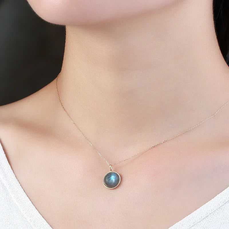 Exquisite sterling silver pendant with captivating elongated stone design, inspired by the timeless beauty of the night sky