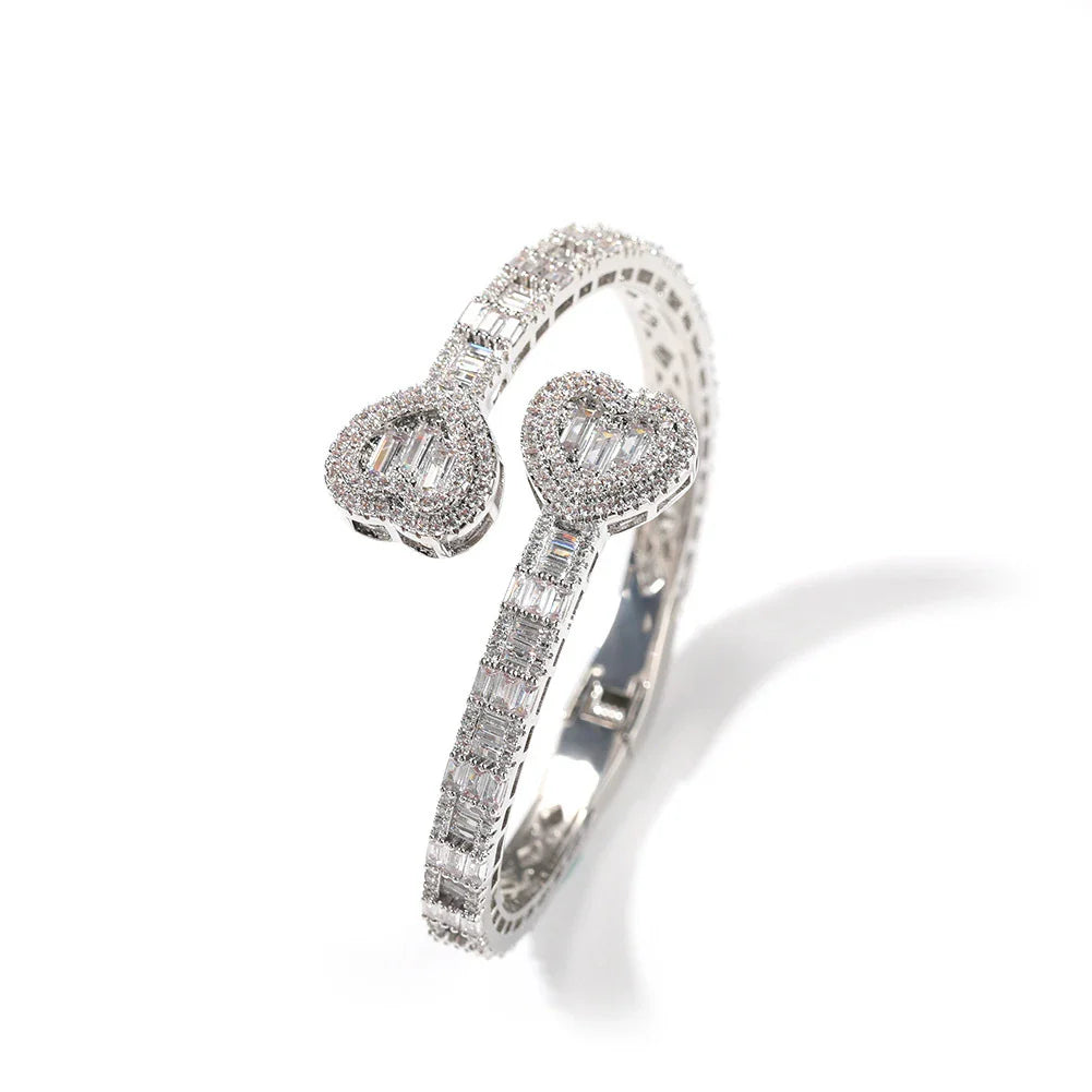 Elegant geometric diamond bracelet with spring buckle closure in gold, silver, and rose gold finishes