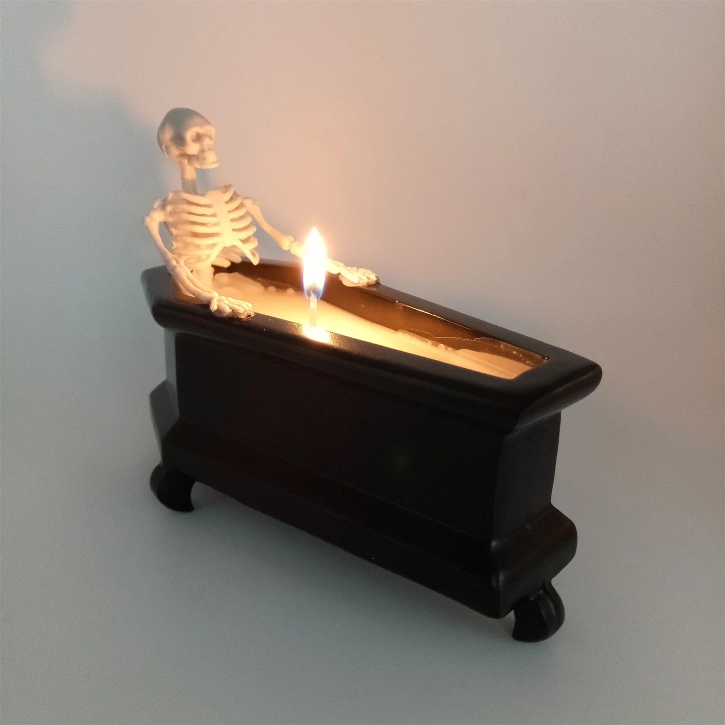 Meticulously crafted resin and wax Bubble Bath Skeleton Halloween decoration with enchanting details
