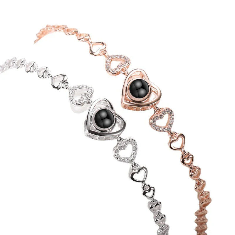 100 Languages 'I Love You' Micro-Engraved Diamond-Set Sterling Silver Bracelet