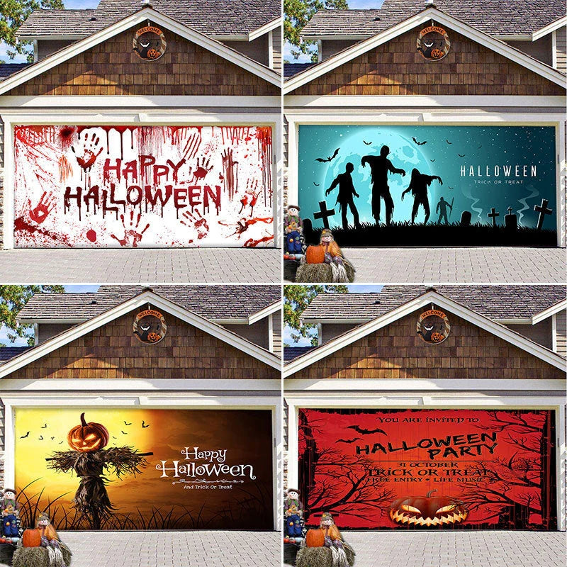 GiftHome UK Decorative Halloween Party Hanging Cloth Fabric for Garage Door Backdrop